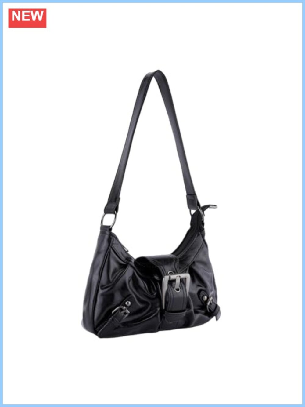 Perphy Retro Crescent Shoulder Bag Polyurethane Belt Buckle